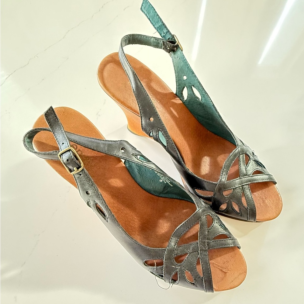 Genuine Leather and Wood Wedge